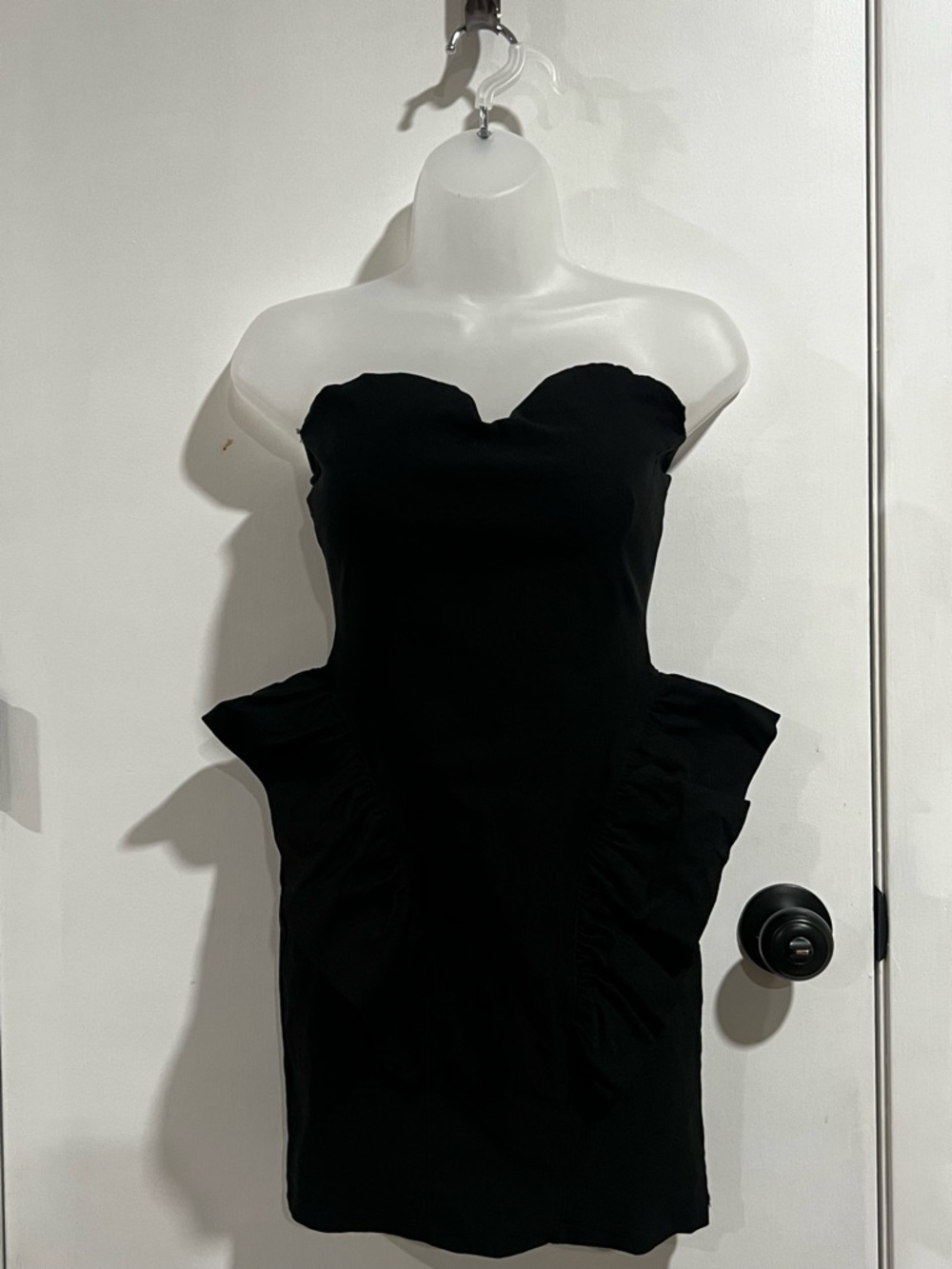 Arden B Black Strapless Ruffle Peplum Mini Dress
